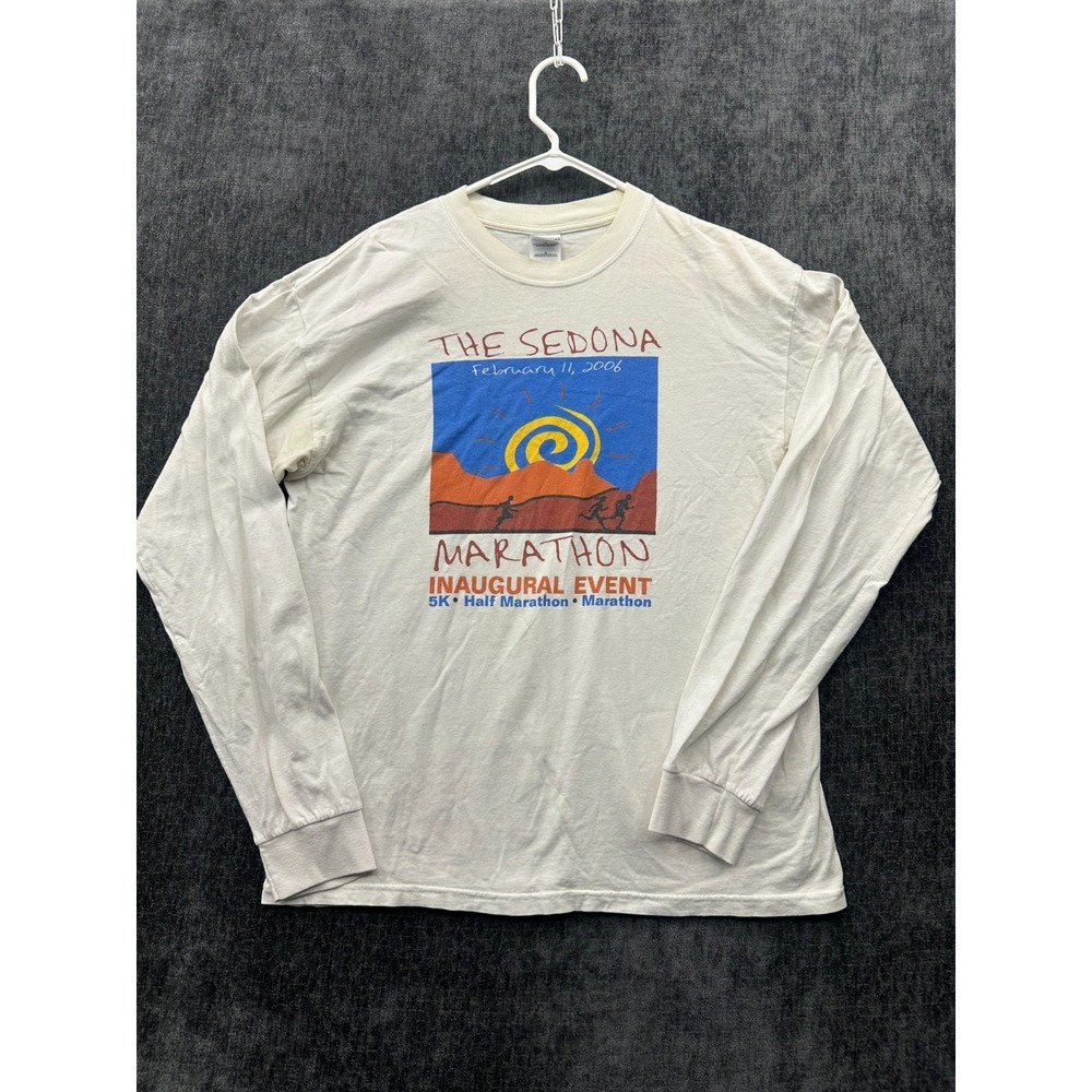 Gildan Activewear Ultra Cotton Shirt Mens Large White Graphic Print Crew Neck